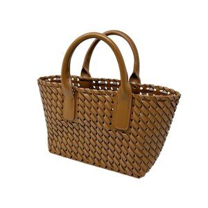 NEW Urban Expressions Small Woven Tote Bag Tan Brown Faux‎ Leather